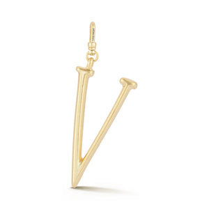 18K Gold-Plated Plaza Large Letter V Charm