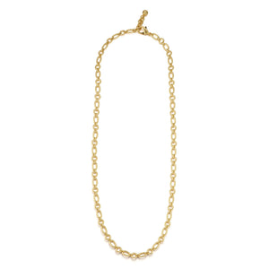18K Gold-Plated Plaza Oval Round Chain Long Necklace