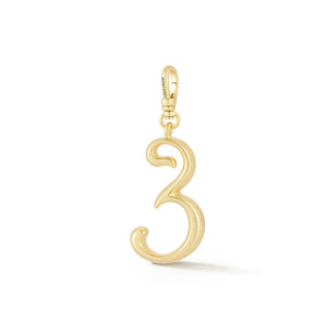 18K Gold-Plated Plaza Small Number 3 Charm