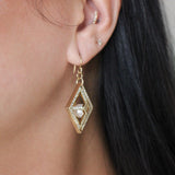 Diamante Caged Pearl Drop Earring