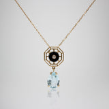 Lulu Frost Fine Onyx Diamond & Aquamarine Droplet Pendant Necklace