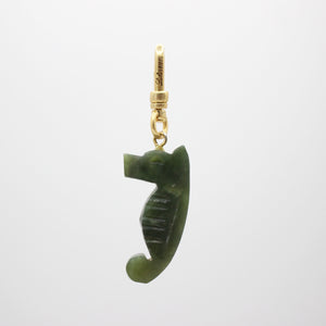 Elizabeth Handcarved Spinach Jade Seahorse Charm