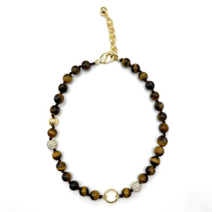 The Hera Tigers Eye Crystal Ball Necklace