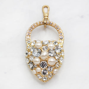 Nina Pearl Greige Crystal Heart Charm