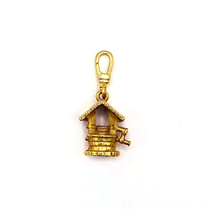 Vintage 1950's Wishing Well Goldplated Brass Whimsy Charm