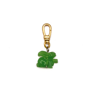 Vintage 1930's Vibrant Jadeite Resin Bunny Charm