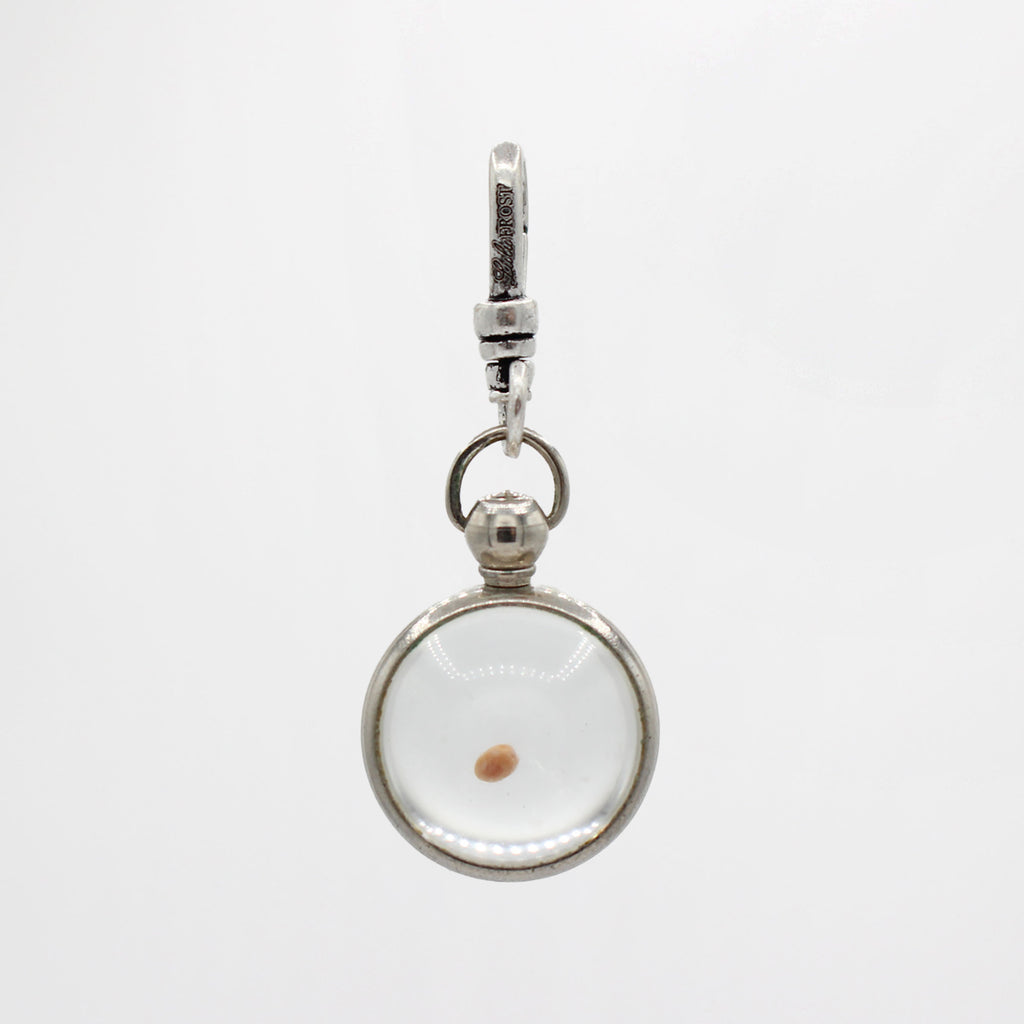Vintage 1940's Classic Silverplated Mustard Seed of Faith Glass Orb Charm