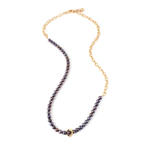 CHIEKO+ Lulu long necklace ゴールド/ブラック Charm'd by Lulu Frost Natural Black Spinel Bead Necklace 10K