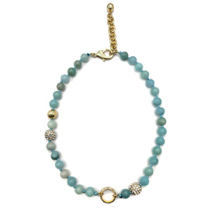 The Hera Aventurine Golden Crystal Ball Necklace