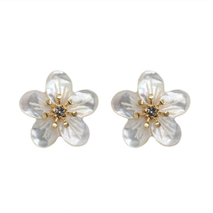 Camellia Hand Carved Mother of Pearl Studs