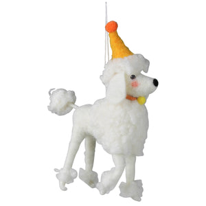 Poodle with Party Hat Ornament, Felt