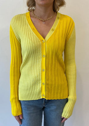 Eolas Yellow Anna ribbed cardigan