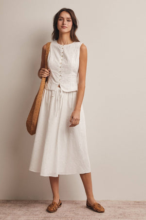 Forte Eyelet Drawstring Midi Skirt FSK0016