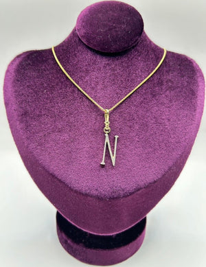 Frost Fine 10k & Diamond Pavé Initial N Charm