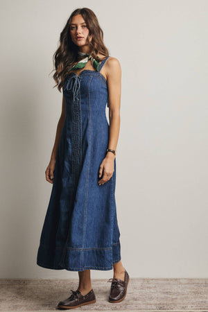 Forte Lace-Up Denim Maxi Dress FD0031