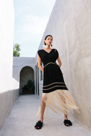 Montsera Campeche Black midi dress