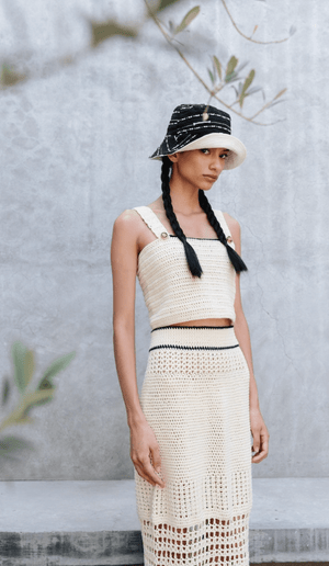 Montsera Tequila Ivory Crochet Crop Top