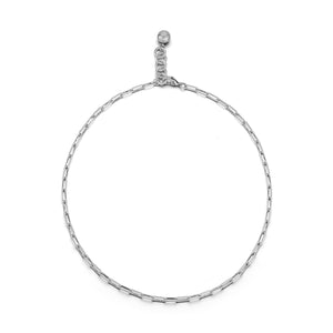 Silver-Plated Plaza Rectangle Short Link Necklace - Matte