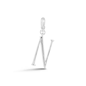 Silver-Plated Plaza Small Letter N Charm