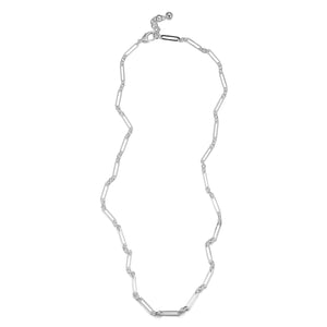 Silver-Plated Plaza Watch Chain Long Necklace- High Shine