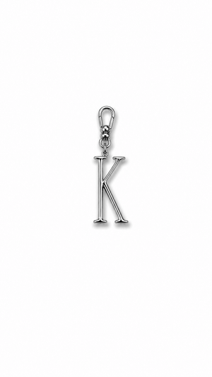 Silver Plaza "K" Initial Charm