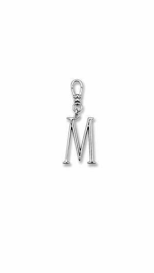 Silver Plaza "M" Initial Charm