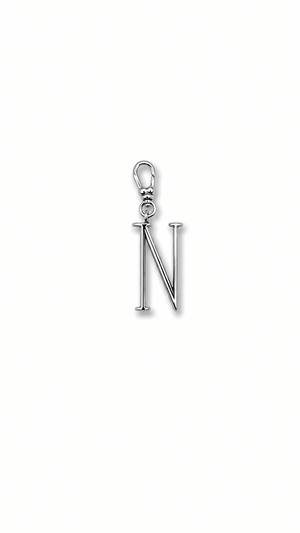 Silver Plaza "N" Initial Charm