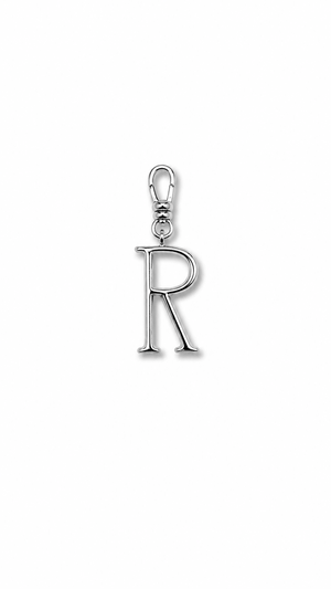 Silver Plaza "R" Initial Charm