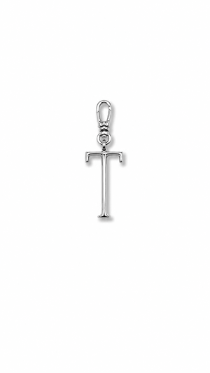 Silver Plaza "T" Initial Charm