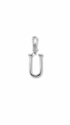 Silver Plaza "U" Initial Charm
