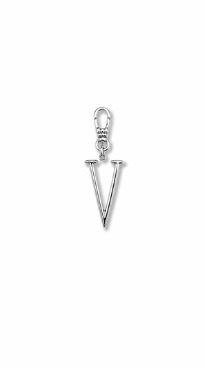 Silver Plaza "V" Initial Charm