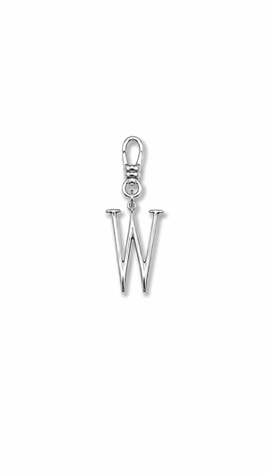 Silver Plaza "W" Initial Charm