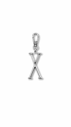 Silver Plaza "X" Initial Charm