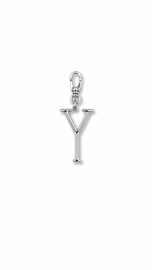 Silver Plaza "Y" Initial Charm