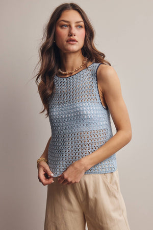 Forte Sleeveless Crochet Knit Top FSW0050
