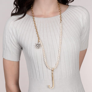 Plaza Long White Pearl Chain Necklace Base