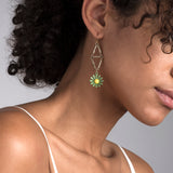 Moorea Green Flower Drop Earrings
