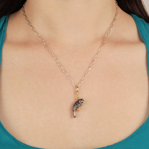 Frost Fine Black Spinel Raven Charm