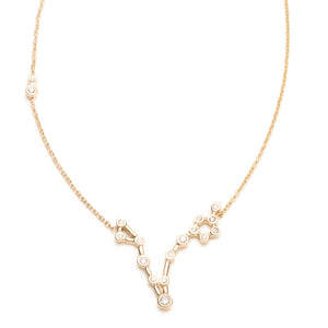 Zodiacs 14k & Diamond Pisces + Water Necklace