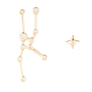 Zodiacs 14K & Diamond Taurus + Earth Stud Set