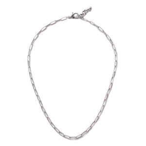 Silver-Plated Plaza Rectangle Link Short Necklace
