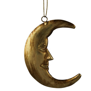 Moon Face Ornament, Antique Gold