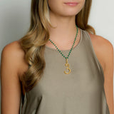 14K Gold-Plated Natural Green Onyx Wire-Wrapped Necklace