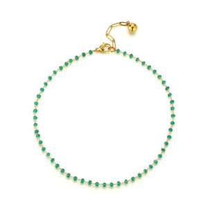 14K Gold-Plated Natural Green Onyx Wire-Wrapped Necklace (Copy)