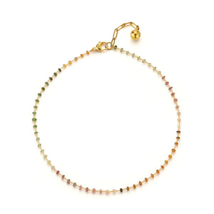 14K Gold-Plated Natural Watermelon Tourmaline Wire-Wrapped Necklace (Copy)