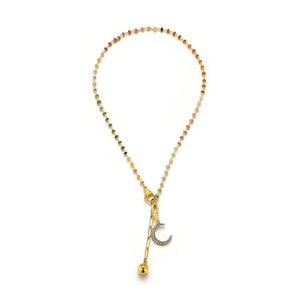 14K Gold-Plated Natural Watermelon Tourmaline Wire-Wrapped Necklace (Copy)