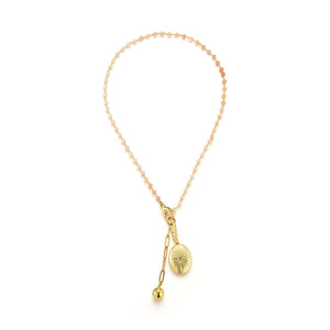 14K Gold-Plated Shaded Pink Opal Wire-Wrapped Necklace