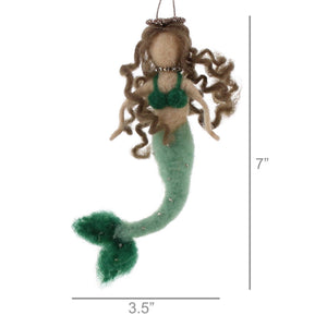 Mermaid Ornament, Felt - Green - Green