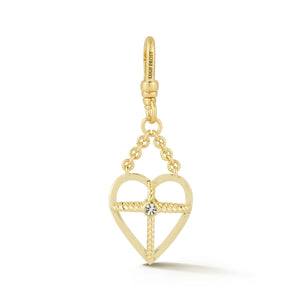 18K Gold-Plated Crystal Open Heart Charm