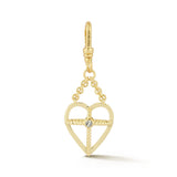 18K Gold-Plated Crystal Open Heart Charm